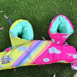 Speedo Pink and Mint Swim Vest with Rainbow Stripes